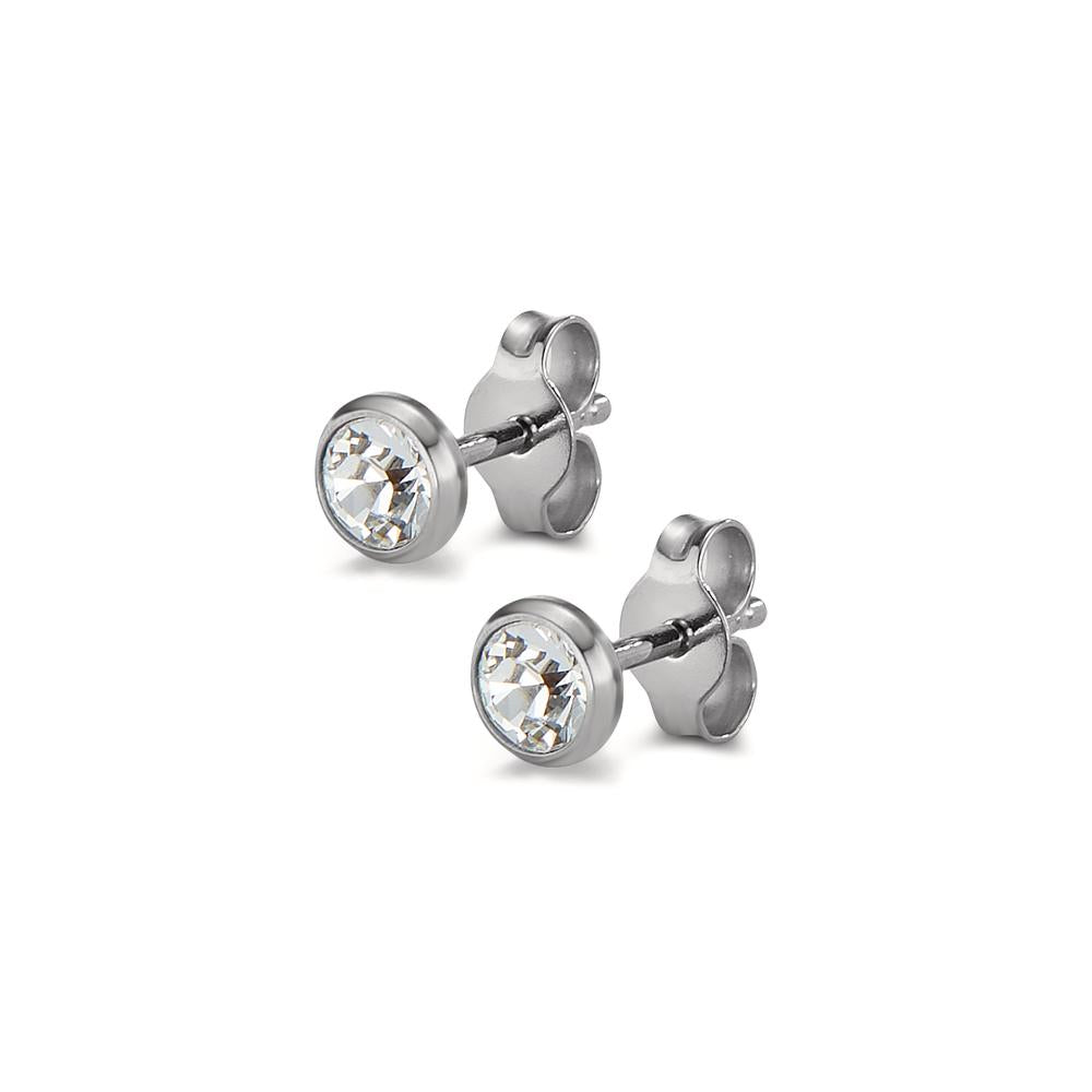 Stud earrings Titanium Zirconia 2 Stones Ø5 mm