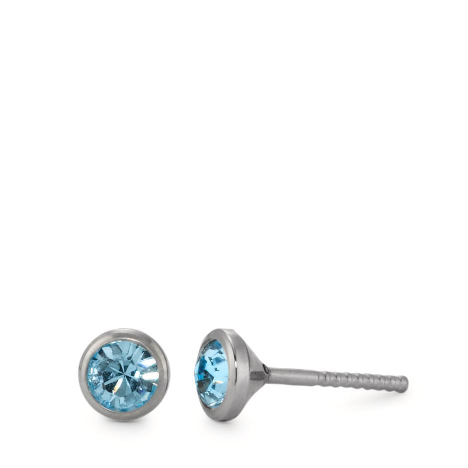 Stud earrings Titanium Zirconia 2 Stones Ø5 mm