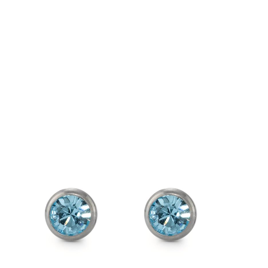 Stud earrings Titanium Zirconia 2 Stones Ø5 mm