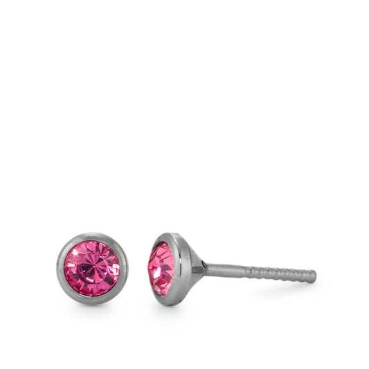 Stud earrings Titanium Zirconia 2 Stones Ø5 mm