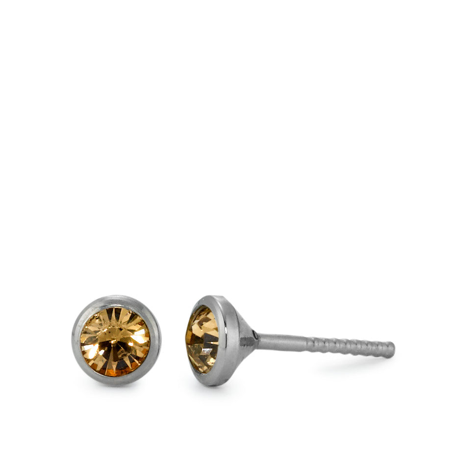 Stud earrings Titanium Zirconia 2 Stones Ø5 mm