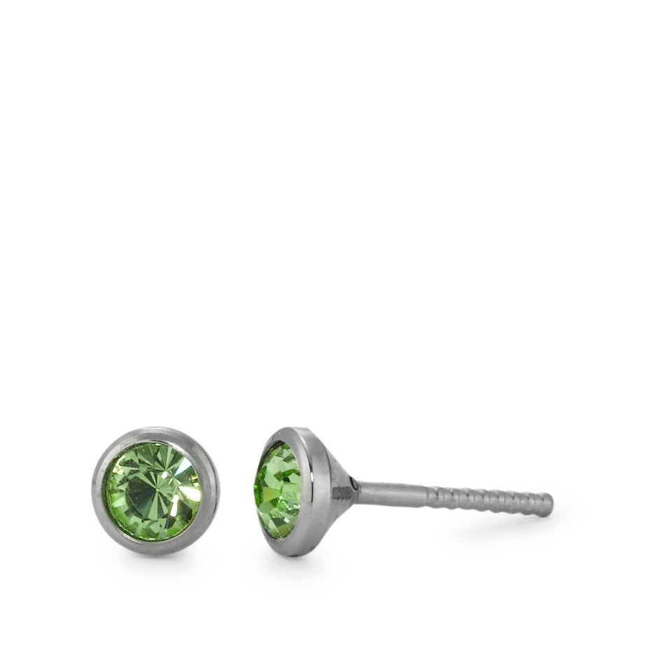 Stud earrings Titanium Zirconia 2 Stones Ø5 mm