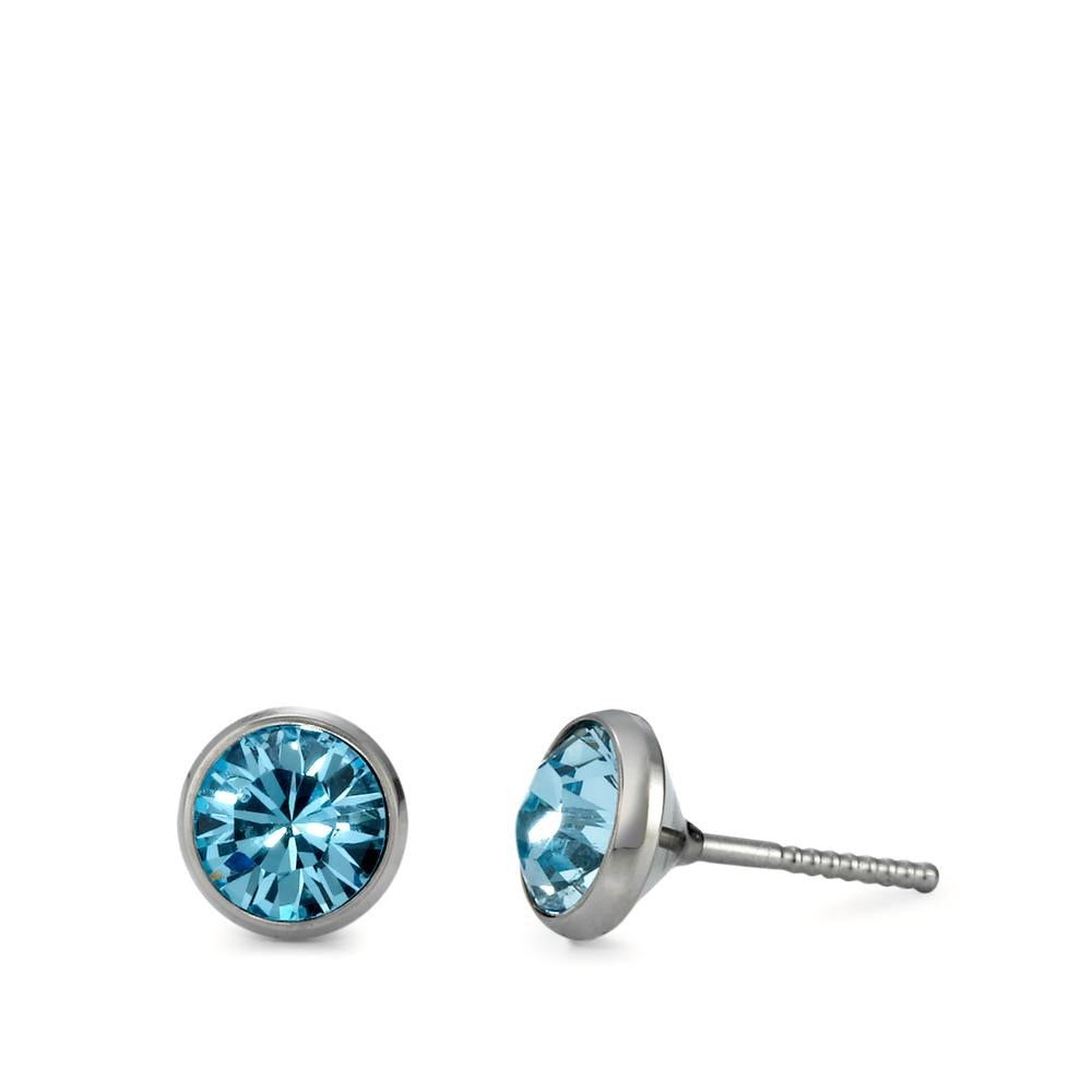 Stud earrings Titanium Zirconia 2 Stones Ø7.5 mm