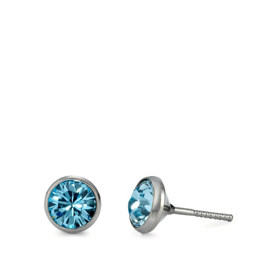 Stud earrings Titanium Zirconia 2 Stones Ø7.5 mm