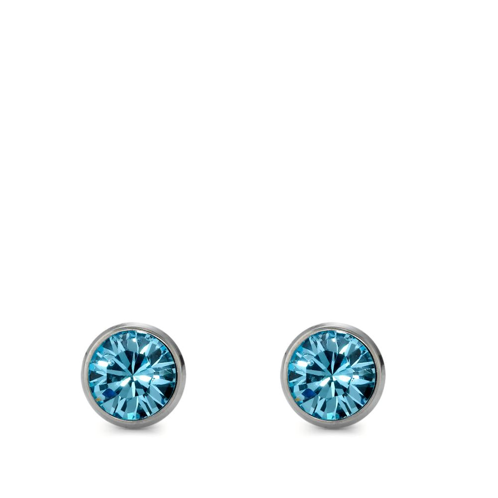 Stud earrings Titanium Zirconia 2 Stones Ø7.5 mm