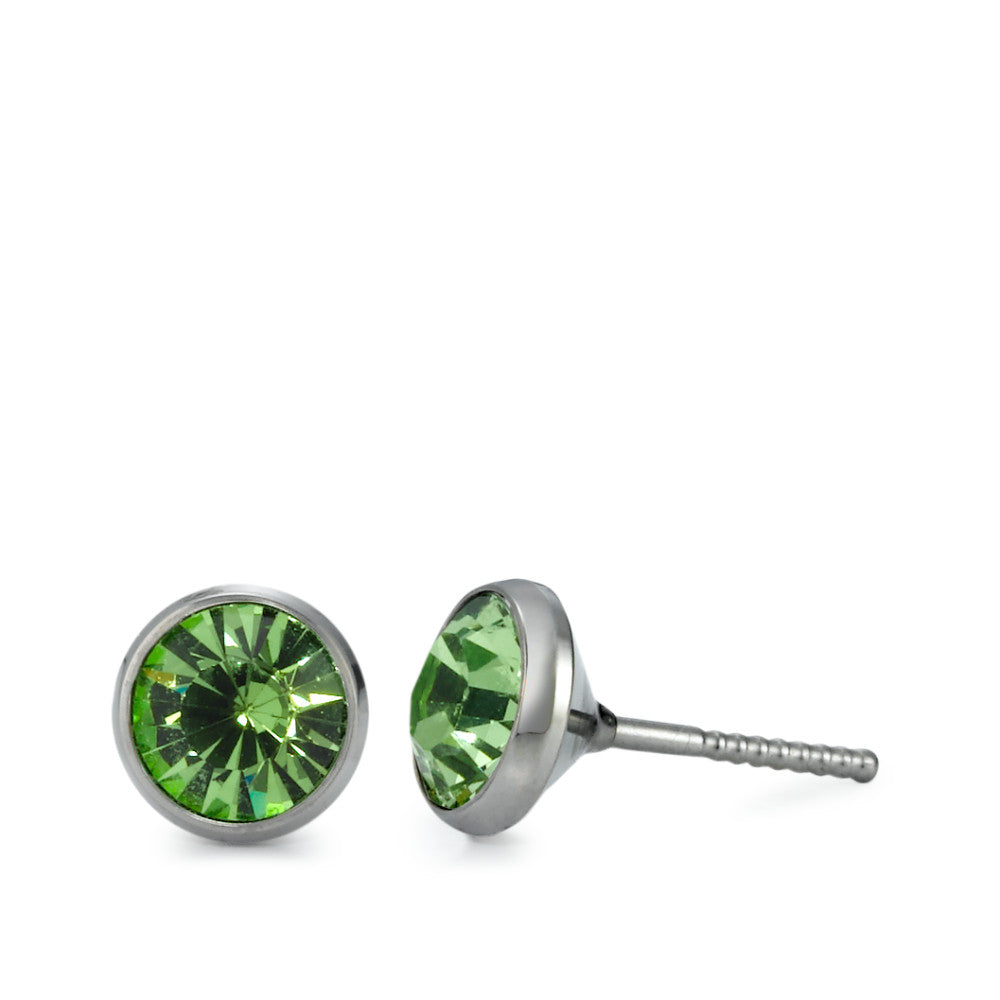 Stud earrings Titanium Zirconia 2 Stones Ø7.5 mm