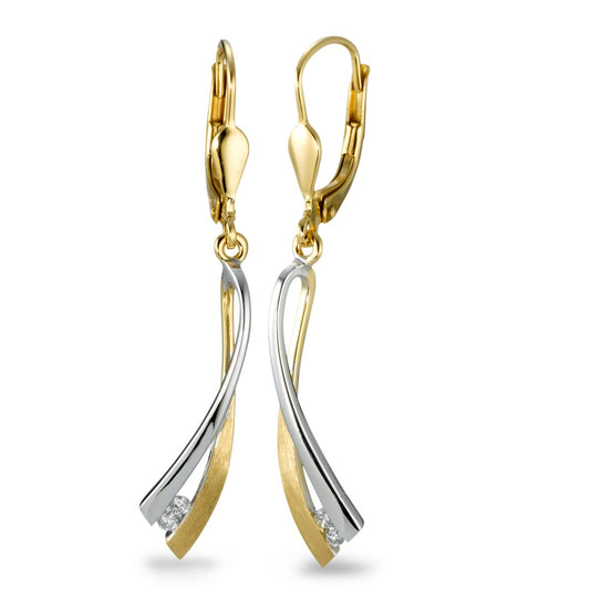 Drop Earrings 18k White Gold, 18k Yellow Gold Diamond 0.06 ct, 4 Stones, w-si