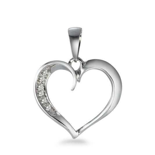 Pendant 18k White Gold Diamond 0.07 ct, 6 Stones, w-si Heart Ø18 mm