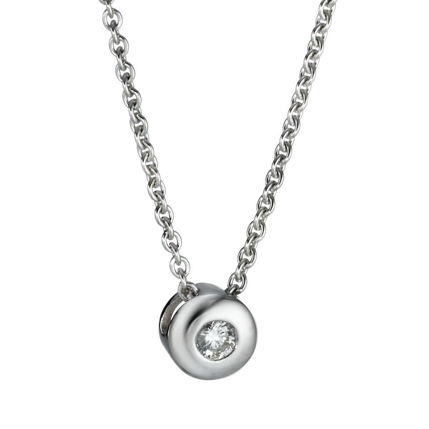 Necklace with pendant 18k White Gold Diamond 0.05 ct, w-si 42-45 cm Ø5 mm