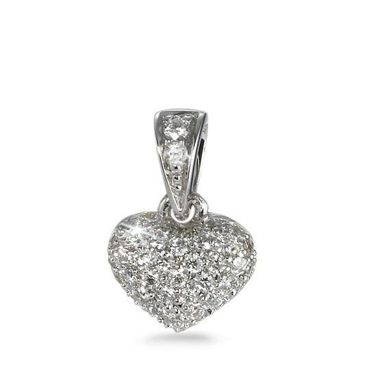 Pendant 18k White Gold Diamond 0.14 ct, 42 Stones, w-si Heart Ø6 mm