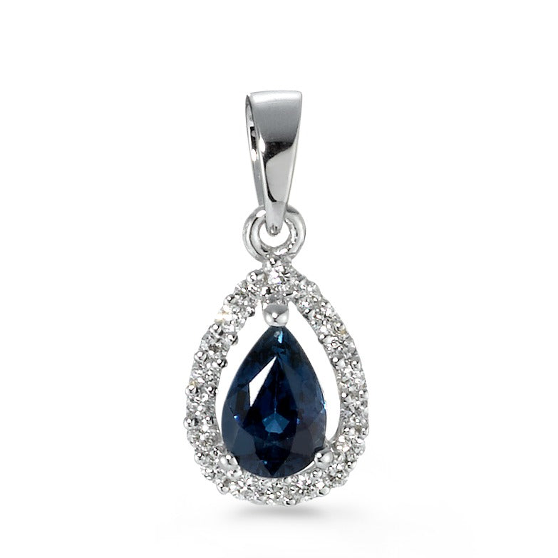 Pendant 18k White Gold Sapphire 0.12 ct, 19 Stones, w-si