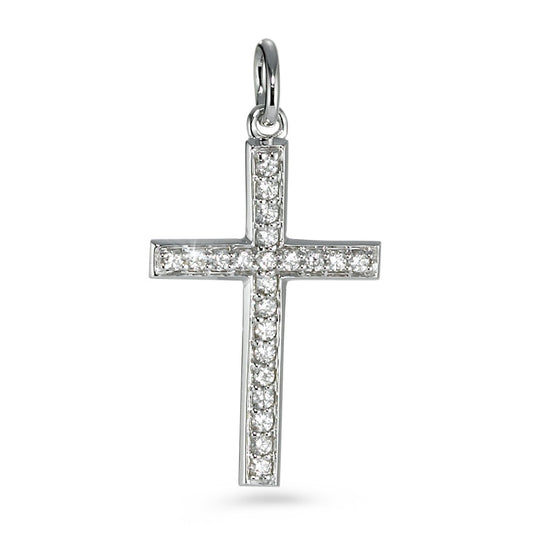 Pendant 18k White Gold Diamond 0.16 ct, 22 Stones, w-si Cross