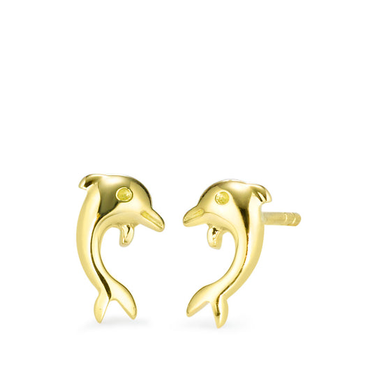 Stud earrings 18k Yellow Gold Dolphin