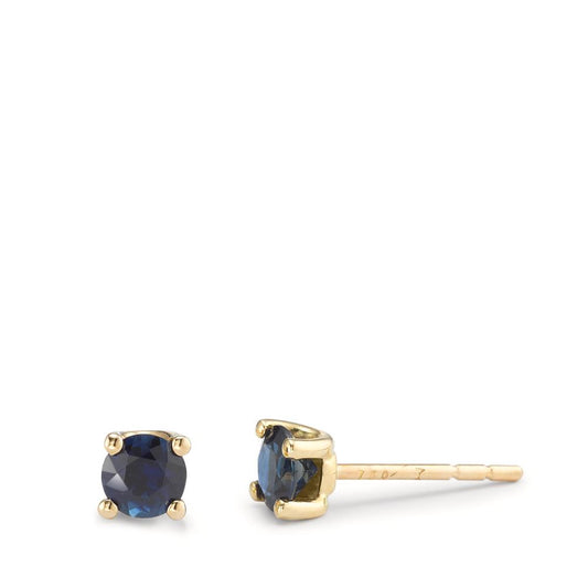 Stud earrings 18k Yellow Gold Sapphire 2 Stones Ø4 mm