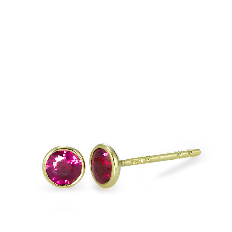 Stud earrings 18k Yellow Gold Ruby 2 Stones Ø4.5 mm