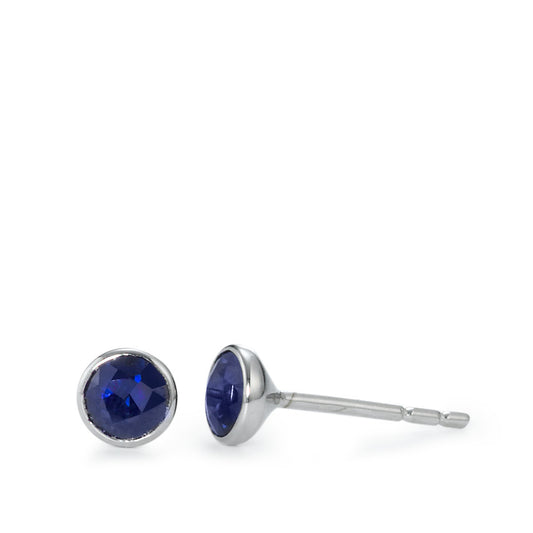 Stud earrings 18k White Gold Sapphire 2 Stones Ø4.5 mm