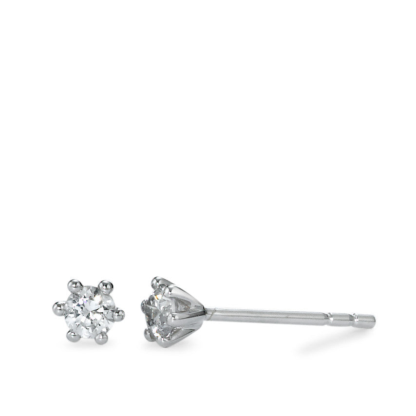 Stud earrings 18k White Gold Zirconia 2 Stones Ø4 mm