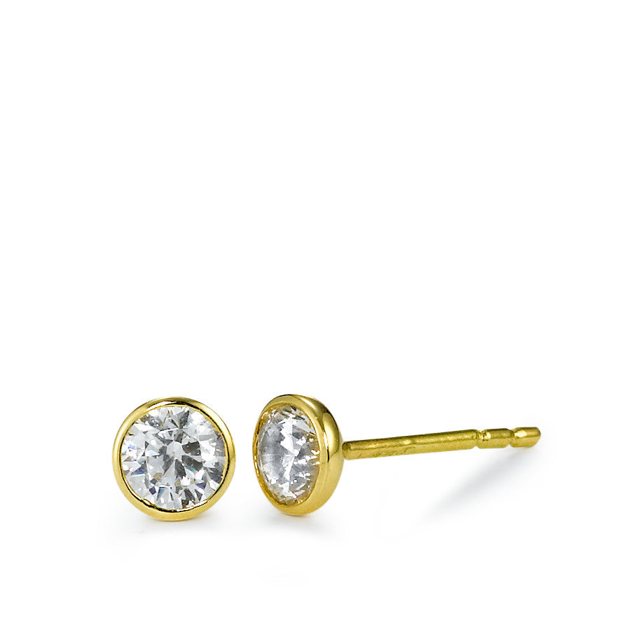 Stud earrings 18k Yellow Gold Zirconia 2 Stones Ø5 mm