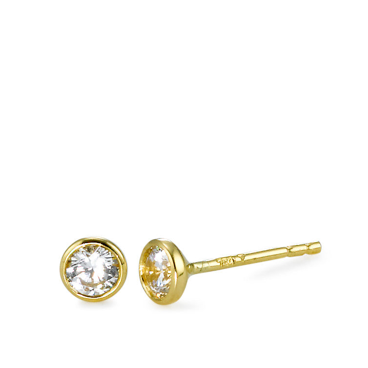 Stud earrings 18k Yellow Gold Zirconia 2 Stones Ø4.3 mm