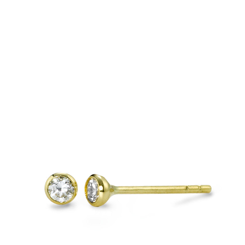 Stud earrings 18k Yellow Gold Zirconia 2 Stones Ø3 mm