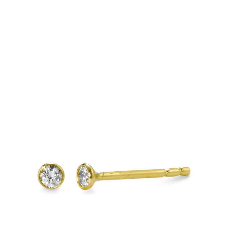 Stud earrings 18k Yellow Gold Zirconia 2 Stones Ø2.5 mm