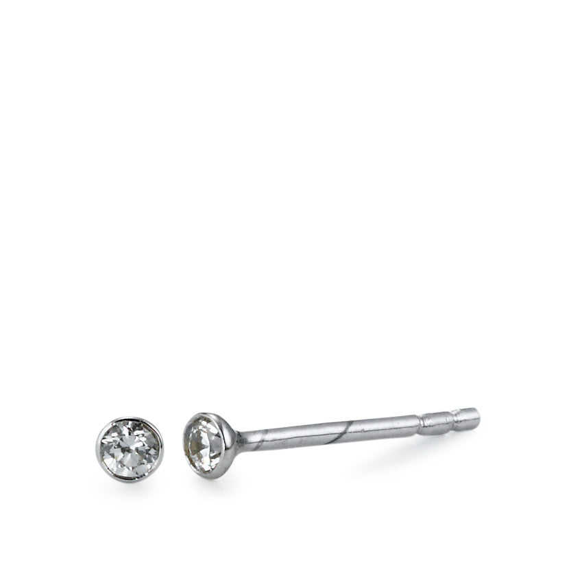 Stud earrings 18k White Gold Zirconia 2 Stones Ø2.5 mm