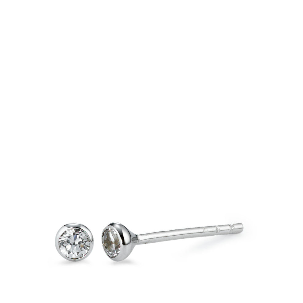 Stud earrings 18k White Gold Zirconia 2 Stones Ø3 mm