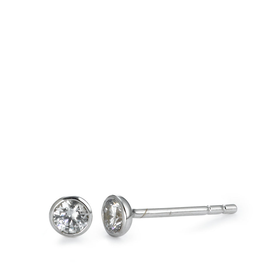 Stud earrings 18k White Gold Zirconia 2 Stones Ø3.5 mm