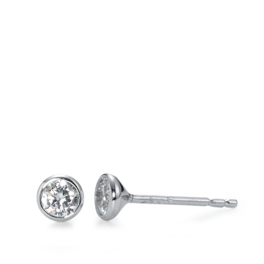 Stud earrings 18k White Gold Zirconia 2 Stones Ø4 mm