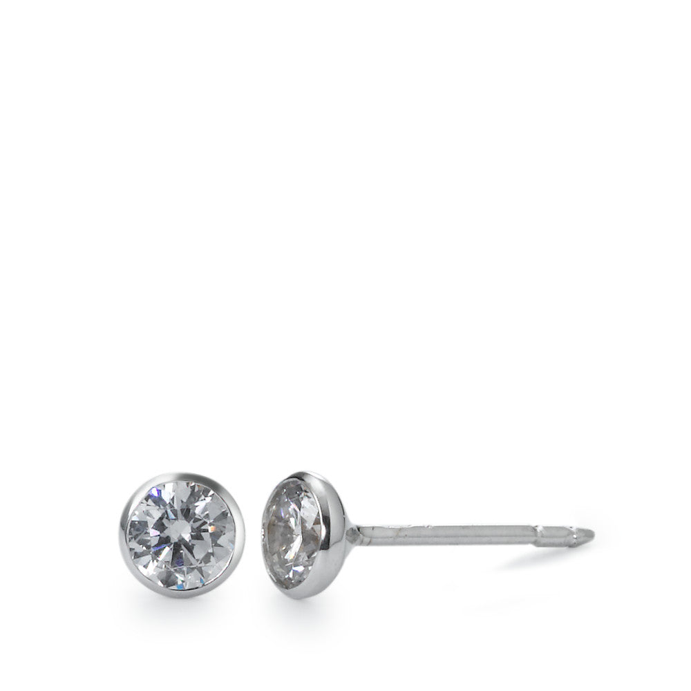 Stud earrings 18k White Gold Zirconia 2 Stones Ø5 mm