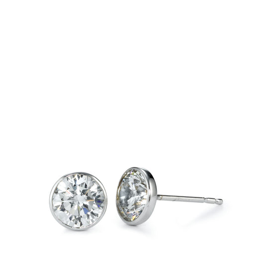 Stud earrings 18k White Gold Zirconia 2 Stones Ø8 mm