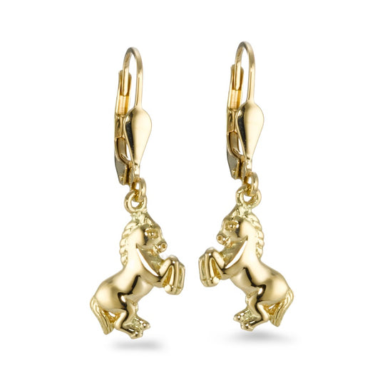 Drop Earrings 18k Yellow Gold Horse