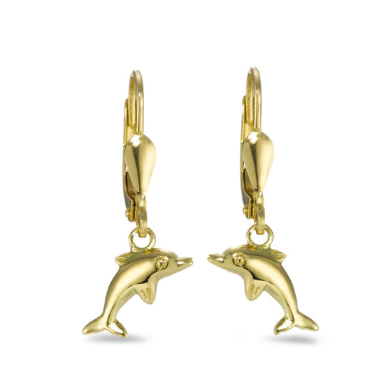 Drop Earrings 18k Yellow Gold Dolphin