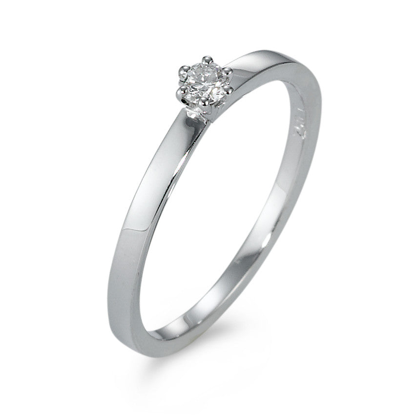 Solitaire ring 18k White Gold Diamond 0.10 ct, w-si