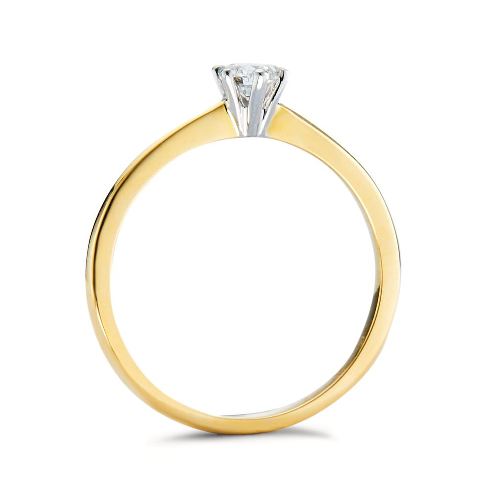 Solitaire ring 18k Yellow Gold, 18k White Gold Diamond 0.15 ct, w-si