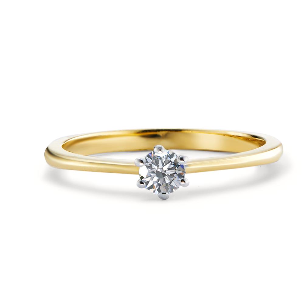 Solitaire ring 18k Yellow Gold, 18k White Gold Diamond 0.15 ct, w-si