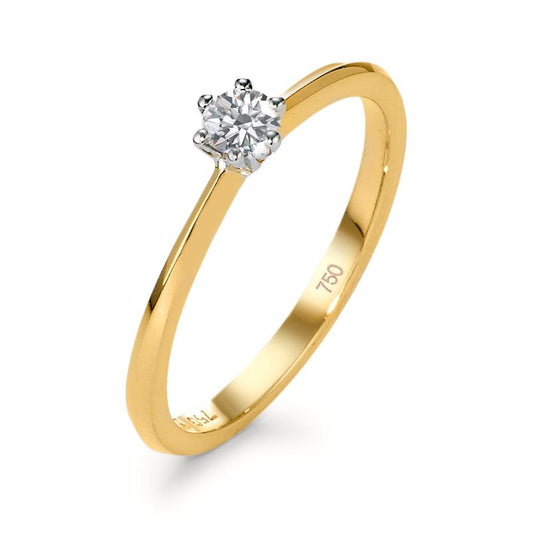 Solitaire ring 18k Yellow Gold, 18k White Gold Diamond 0.15 ct, w-si