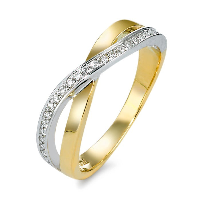 Ring 18k Yellow Gold, 18k White Gold Diamond 0.13 ct, 27 Stones, w-si