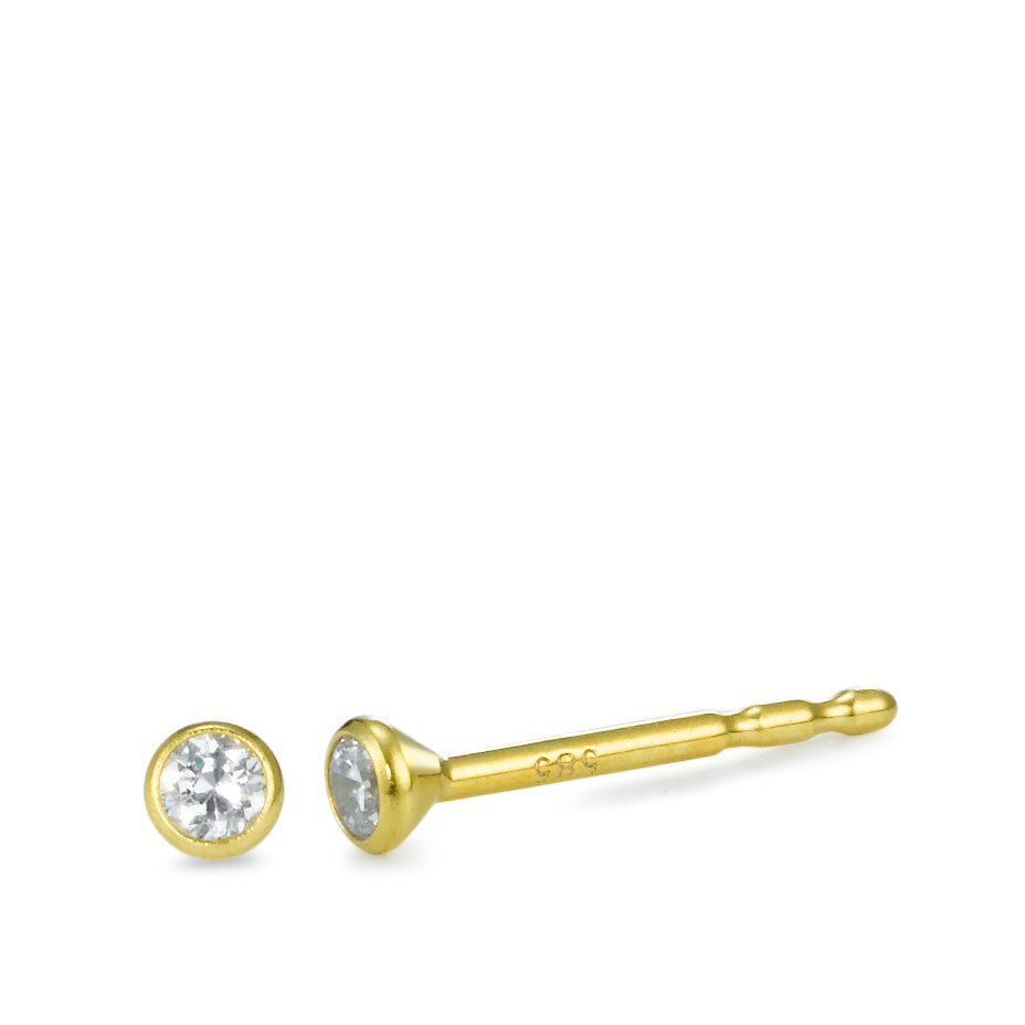 Stud earrings 14k Yellow Gold Zirconia 2 Stones Ø2.5 mm