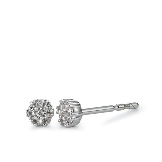 Stud earrings 18k White Gold Diamond White, 0.06 ct, 14 Stones, brilliant, w-si Ø3.5 mm