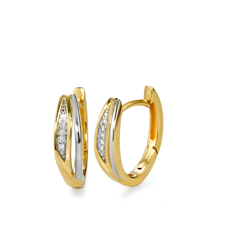 Hinged hoop 18k Yellow Gold, 18k White Gold Diamond White, 0.04 ct, 10 Stones, brilliant, w-si