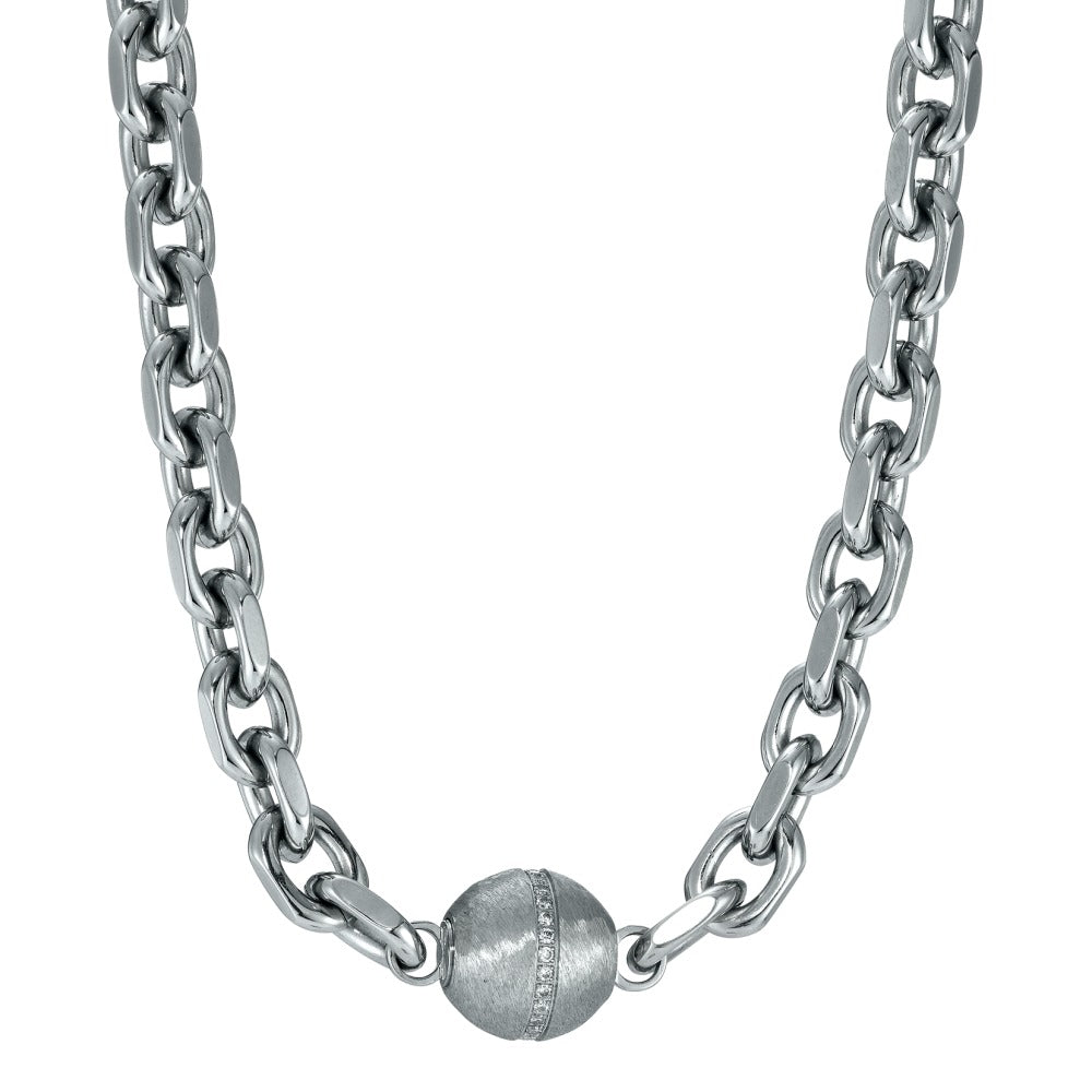 Necklace Stainless steel Zirconia 46 cm Ø9 mm