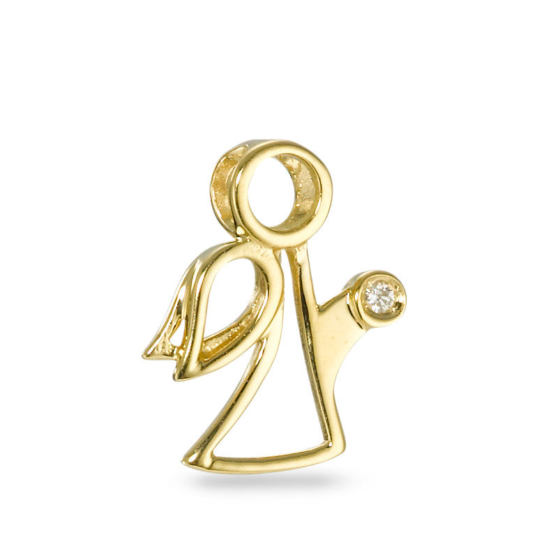 Pendant 18k Yellow Gold Diamond 0.007 ct, w-si Angel