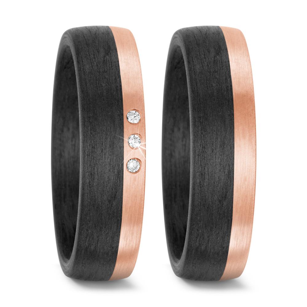 Wedding Ring 14k Rose Gold, Carbon