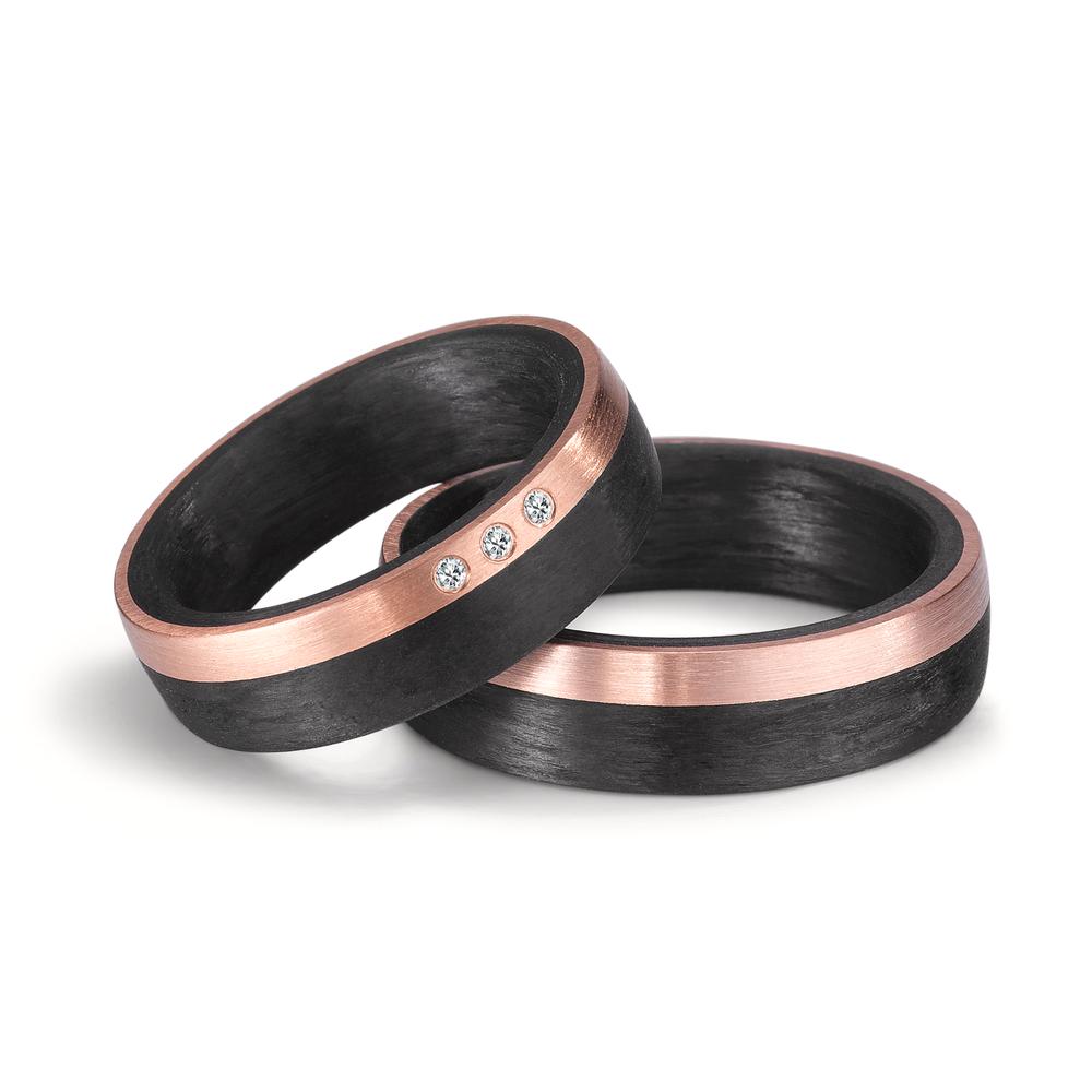 Wedding Ring 14k Rose Gold, Carbon