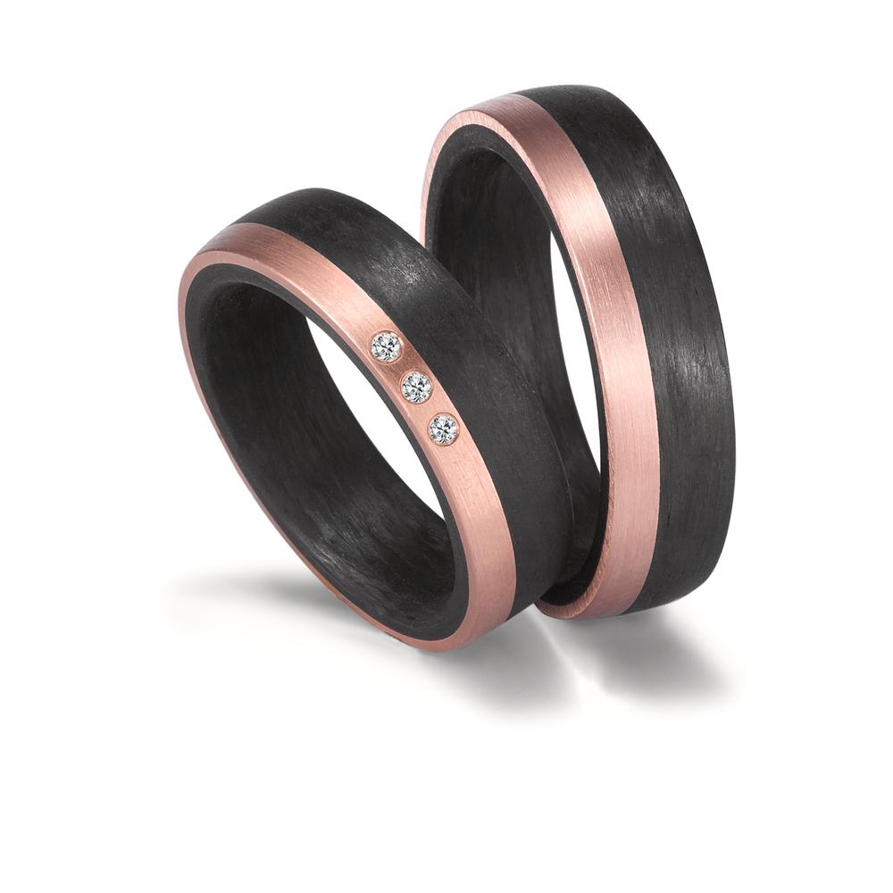 Wedding Ring 14k Rose Gold, Carbon