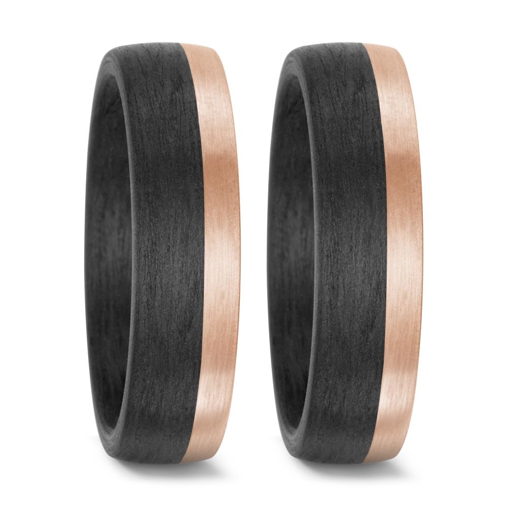 Wedding Ring 14k Rose Gold, Carbon