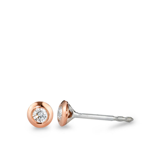 Stud earrings 14k Red Gold Diamond 0.10 ct, 2 Stones, w-si Bicolor Ø4 mm