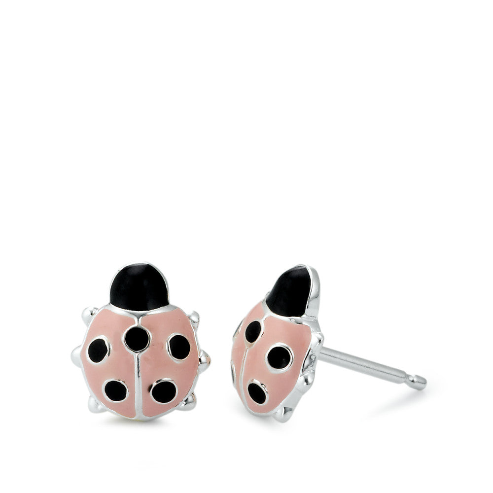 Stud earrings Silver Lacquered Ladybird Ø9 mm