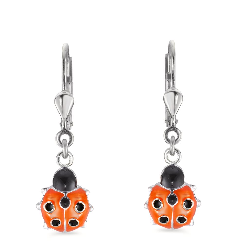 Drop Earrings Silver Lacquered Ladybird